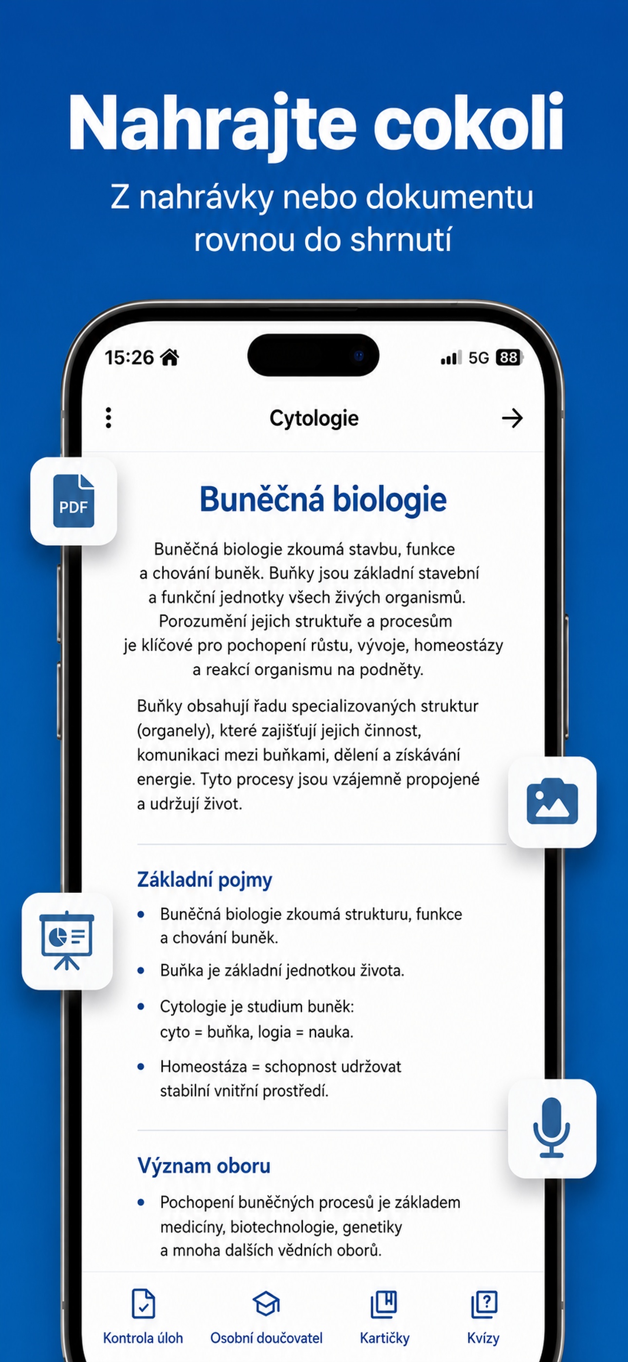 Nahraj nahrávku nebo dokument a získej okamžité výpisky