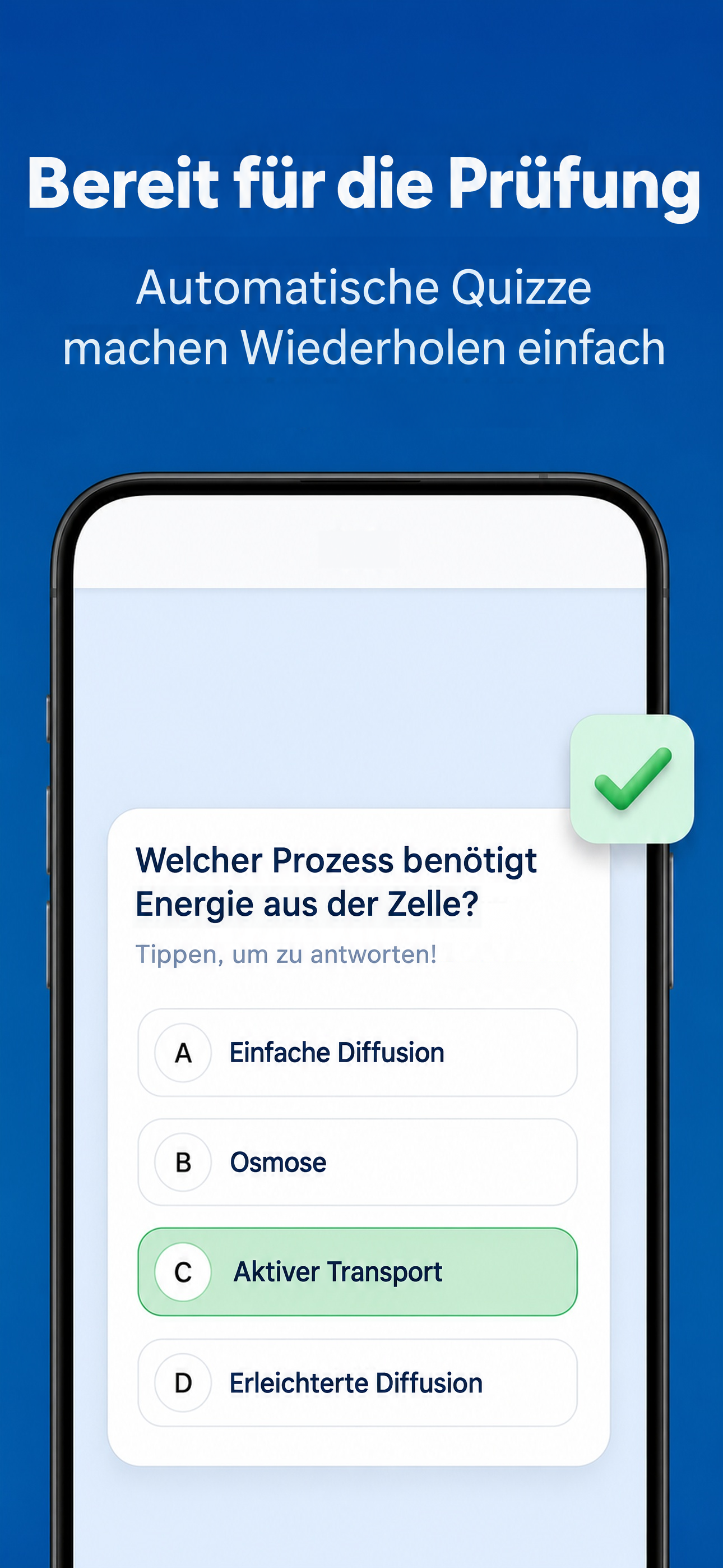 Quizze, die dich auf die Prüfung vorbereiten