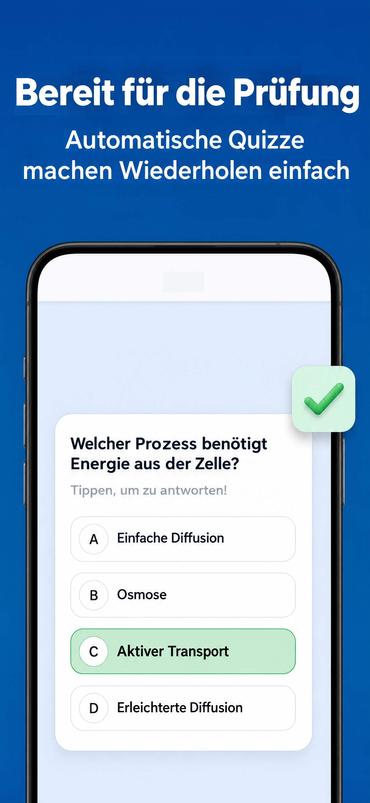 Quizze, die dich auf die Prüfung vorbereiten