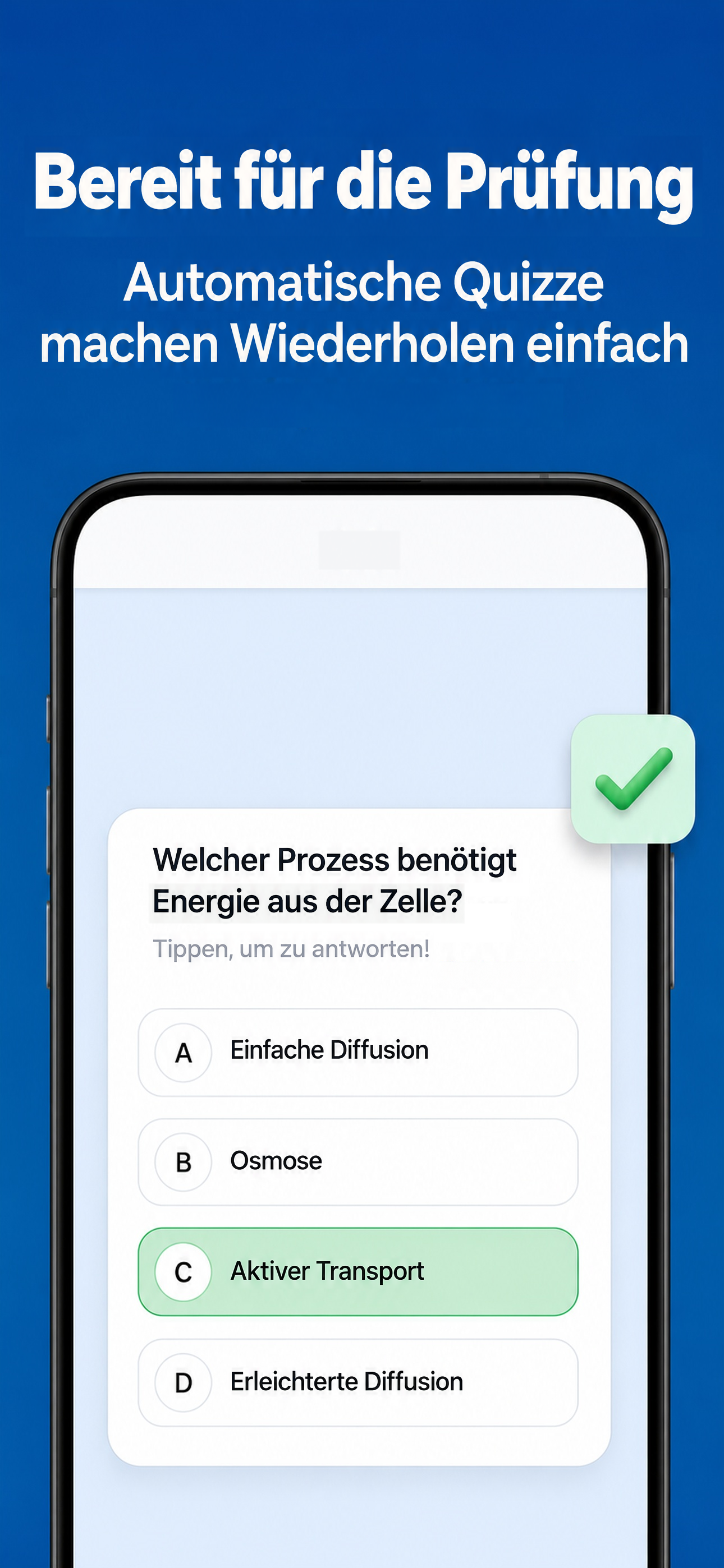 Quizze, die dich auf die Prüfung vorbereiten