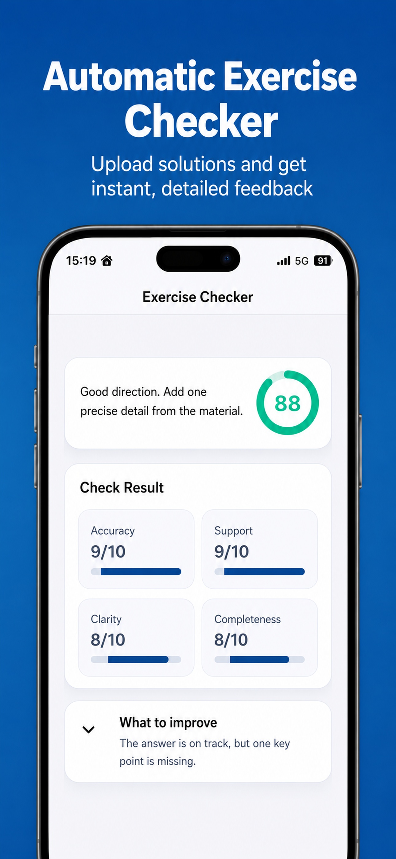 AI exercise checker with instant feedback