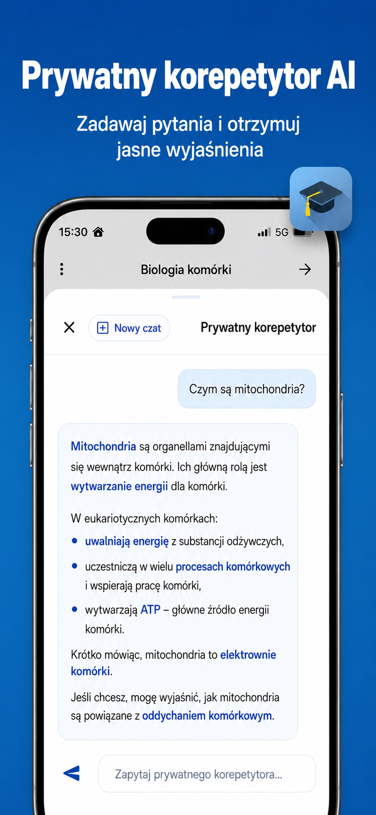 Prywatny korepetytor AI z jasnymi odpowiedziami